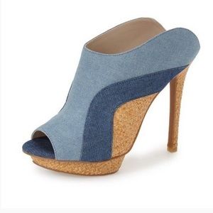 Meghan Says Denim Joint Platform Heel Mules